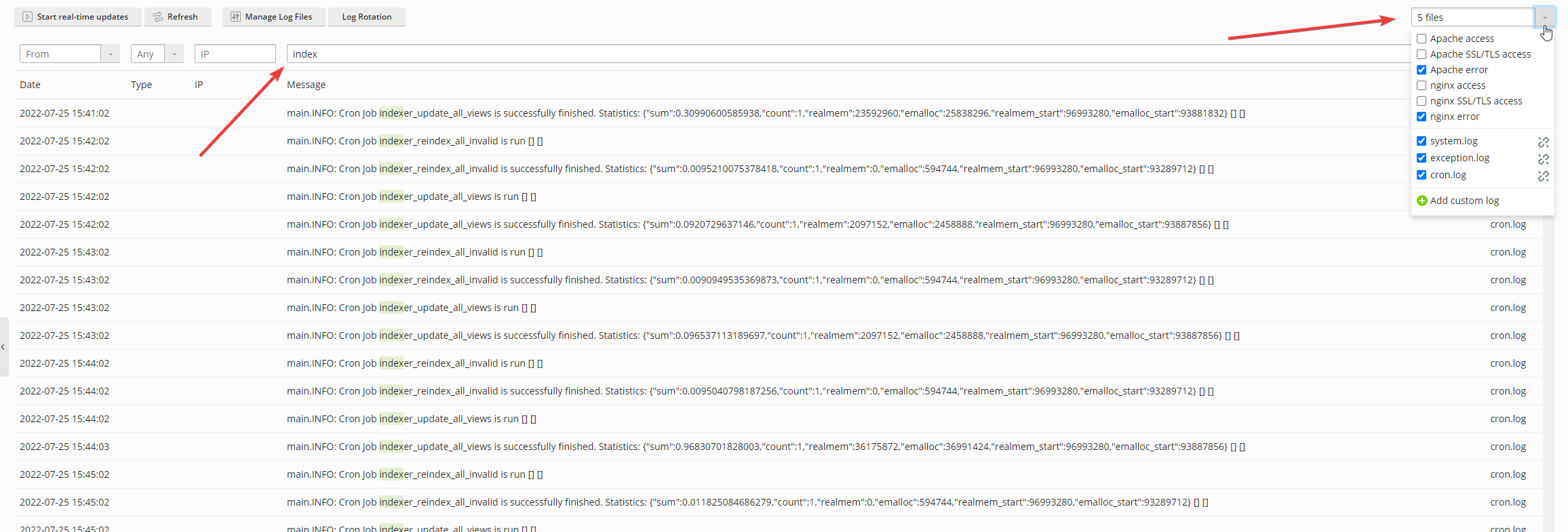 filter plesk and magento logs